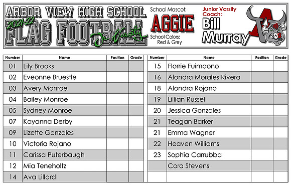2021 AV flag roster jv